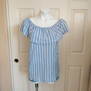Old Navy striped off shoulder stretch tunic top sz M